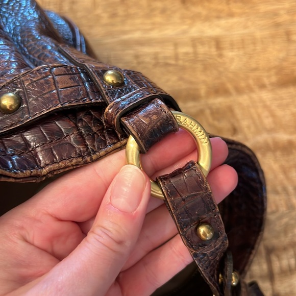 Brahmin 🐊 Chocolate Brown Embossed Leather Shoulder bag - Picture 13 of 14